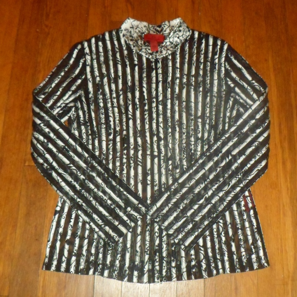 JS Collections Black and White Striped Jacket - 10